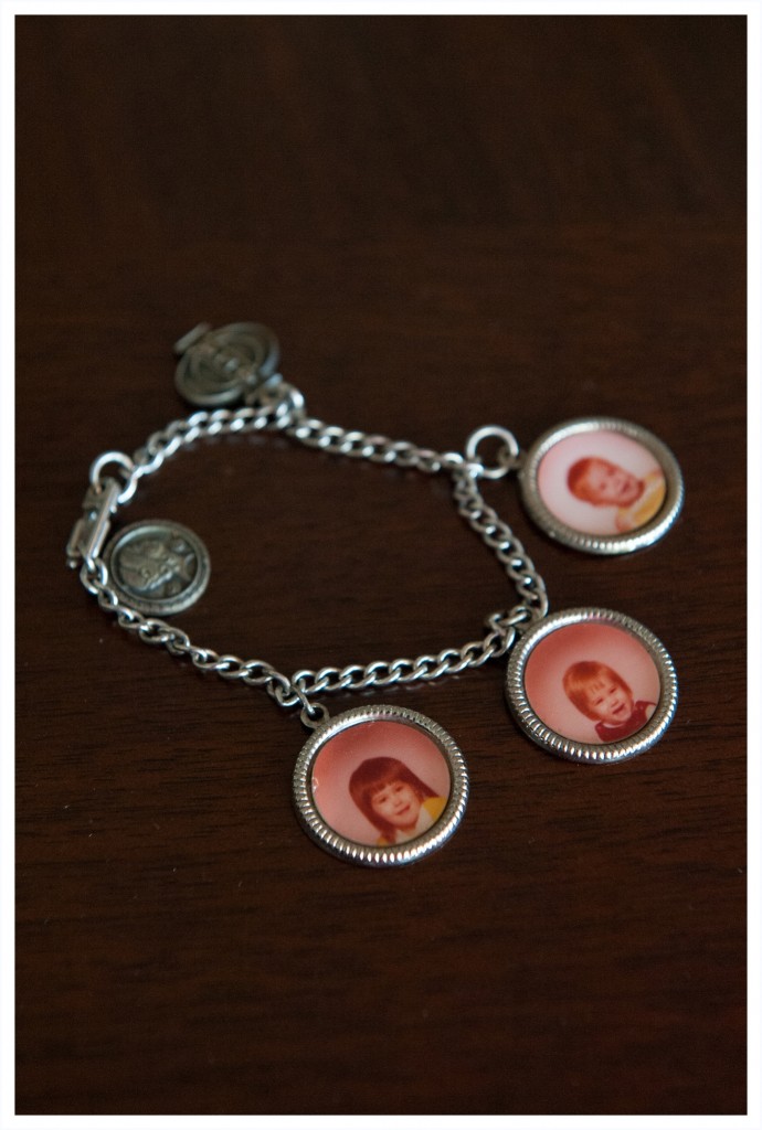When all the girls were picking out jewelry items to keep I chose a more sentimental piece. A charm bracelet of her first three grandchildren (Deonna (me), Dominic & Angela)
