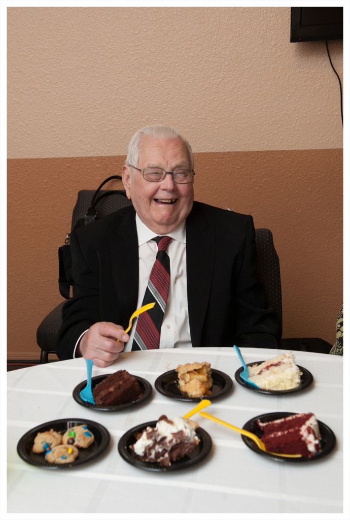 Grandpa has his pick of six different desserts!